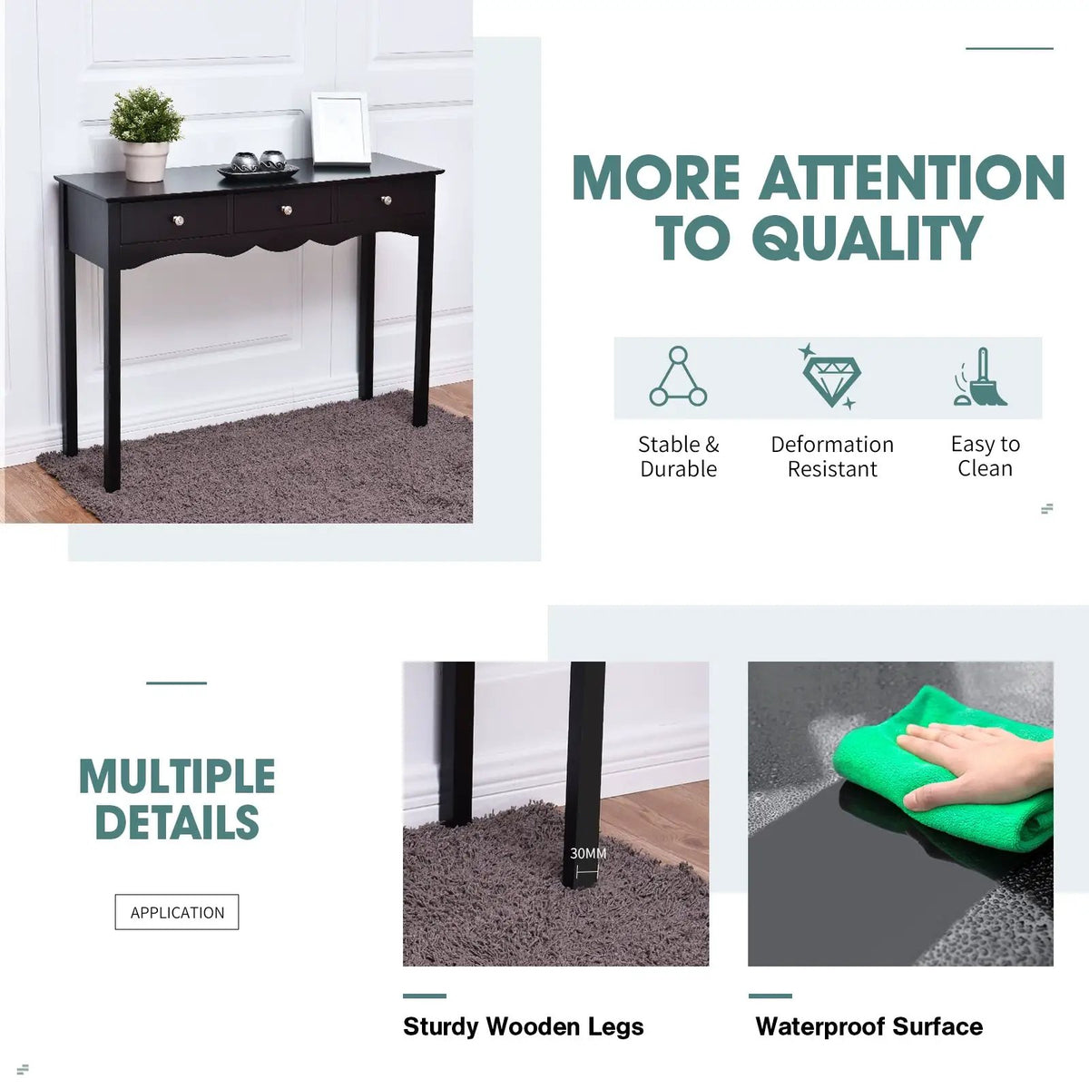 Hall table Side Table w/ 3 Drawers by DirectDeals