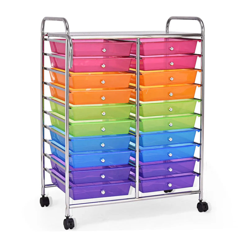 20 Drawers Storage Rolling Cart Studio Organizer-Multicolor by DirectDeals