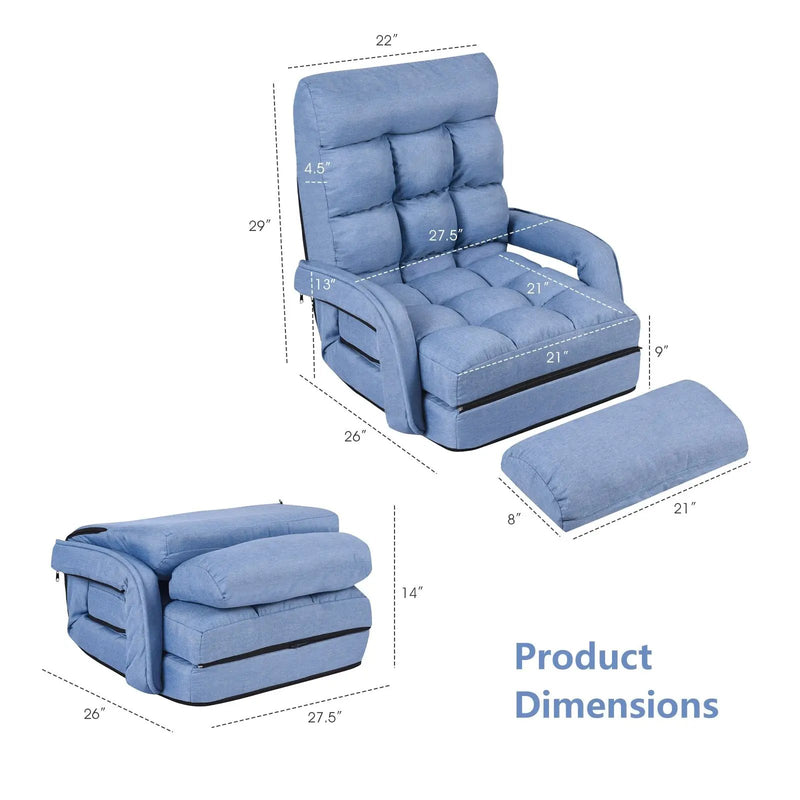 Folding Lazy Floor Chair Sofa with Armrests and Pillow by DirectDeals