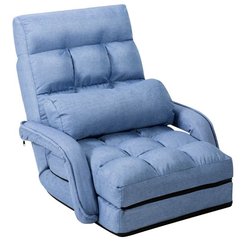 Folding Lazy Floor Chair Sofa with Armrests and Pillow by DirectDeals