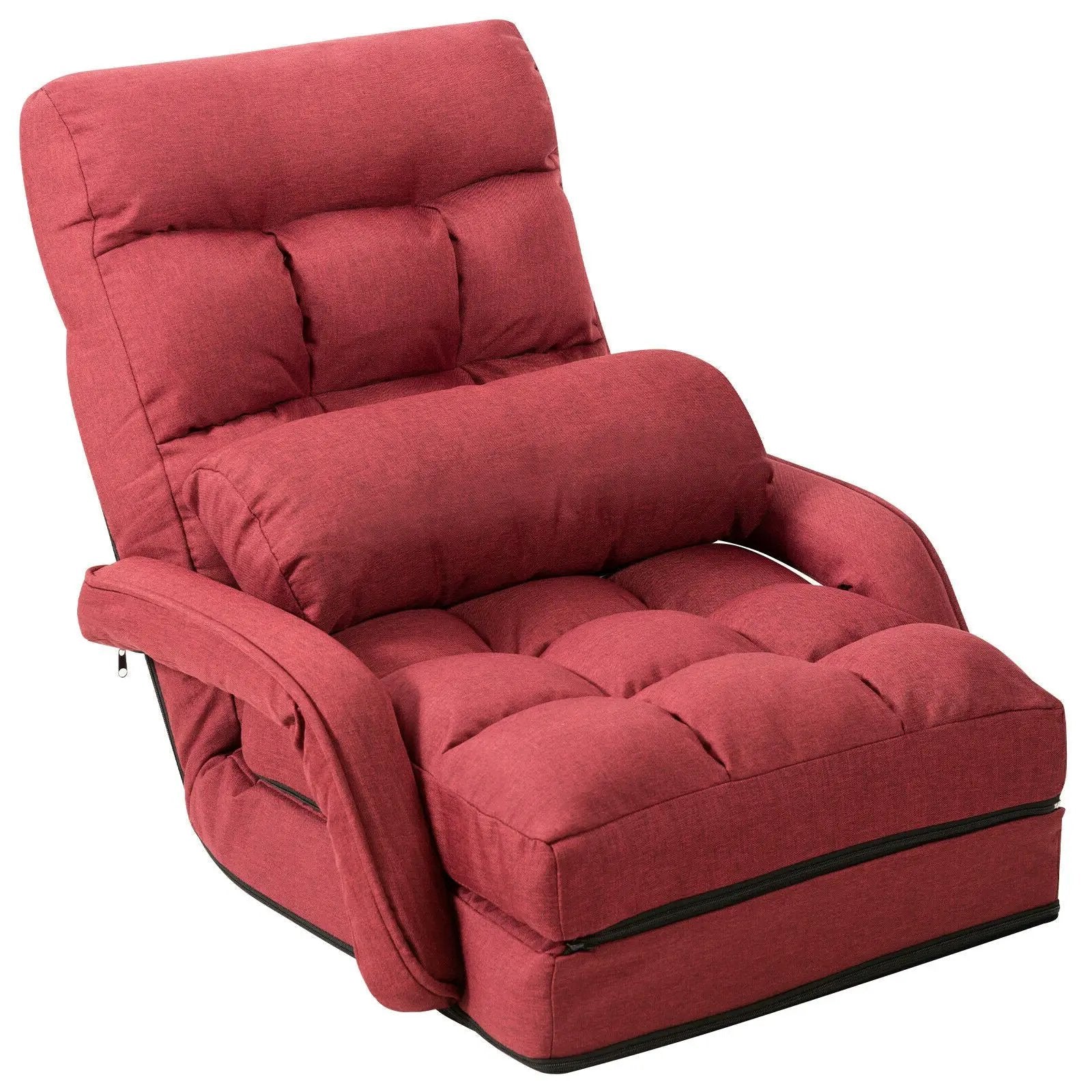 Folding Lazy Floor Chair Sofa with Armrests and Pillow by DirectDeals