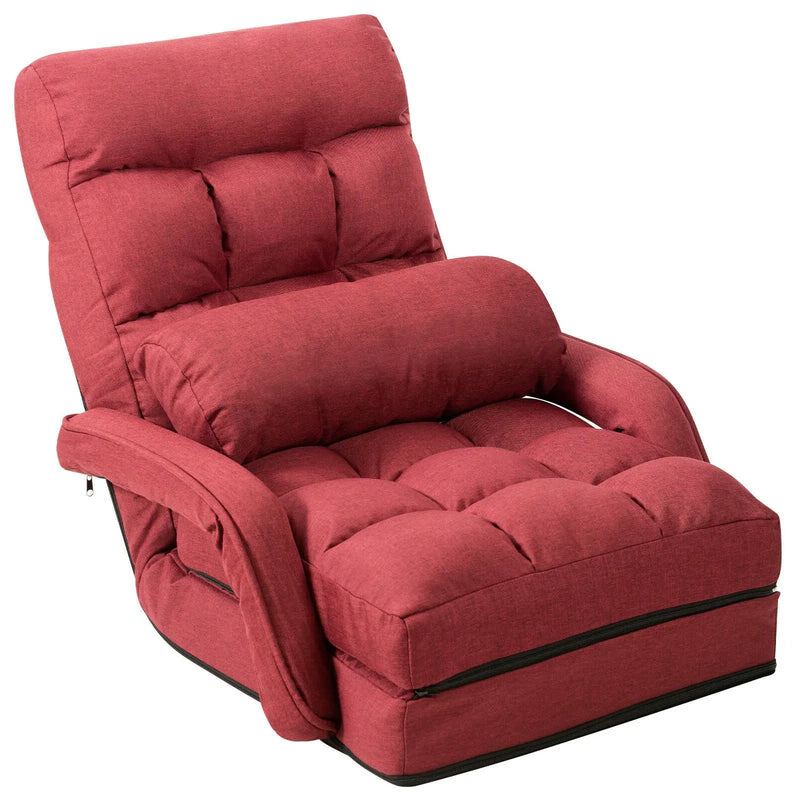 Folding Lazy Floor Chair Sofa with Armrests and Pillow by DirectDeals