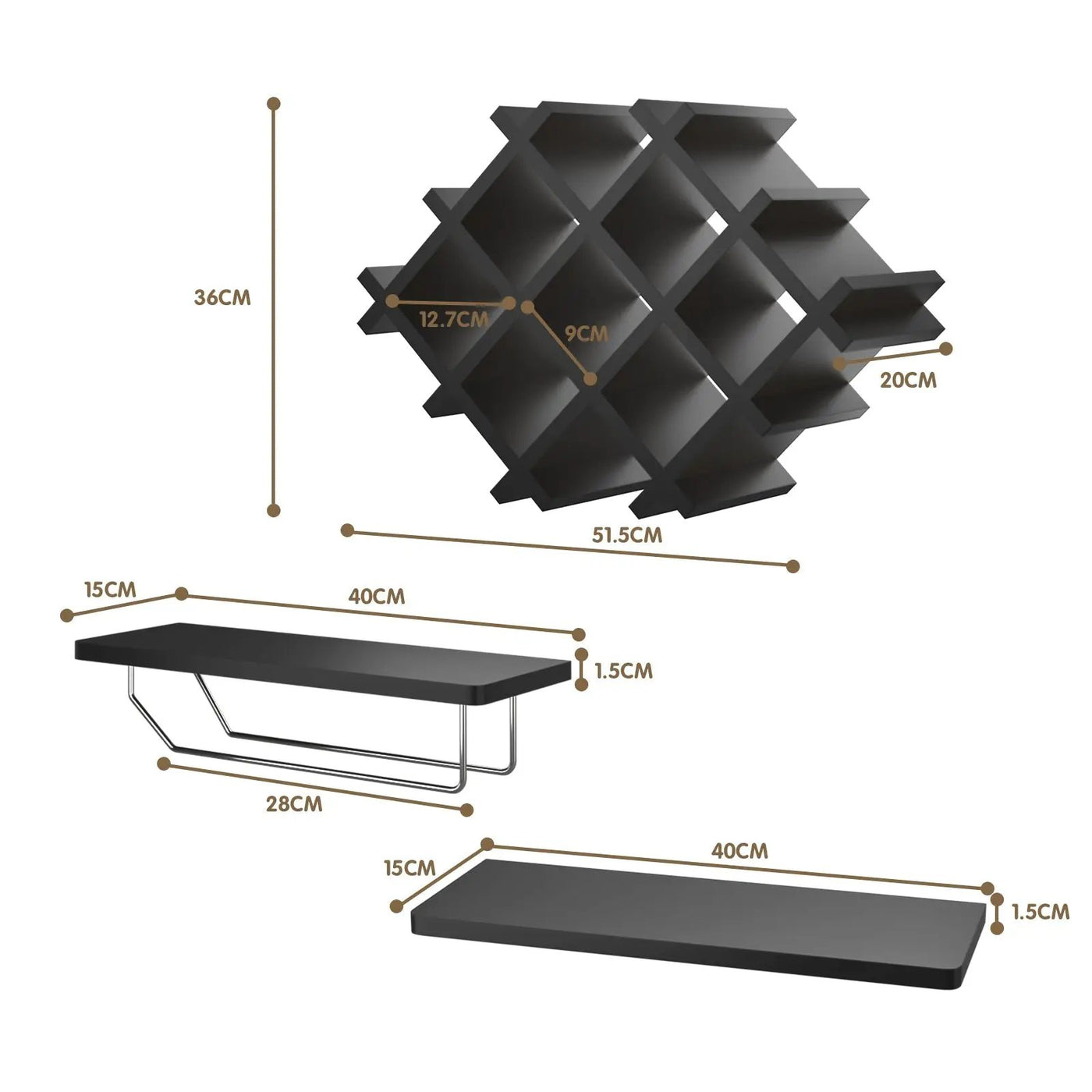 Set of 5 Wall Mount Wine Rack Set with Storage Shelves by DirectDeals
