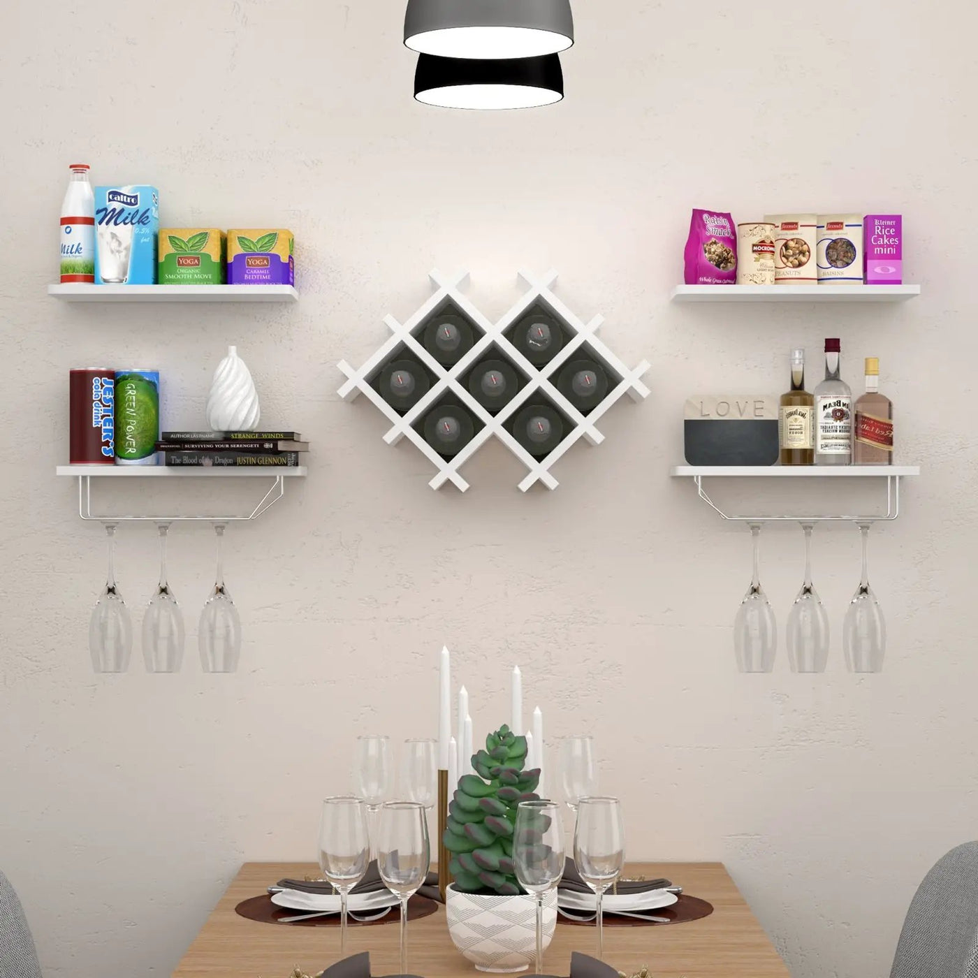 Set of 5 Wall Mount Wine Rack Set with Storage Shelves by DirectDeals