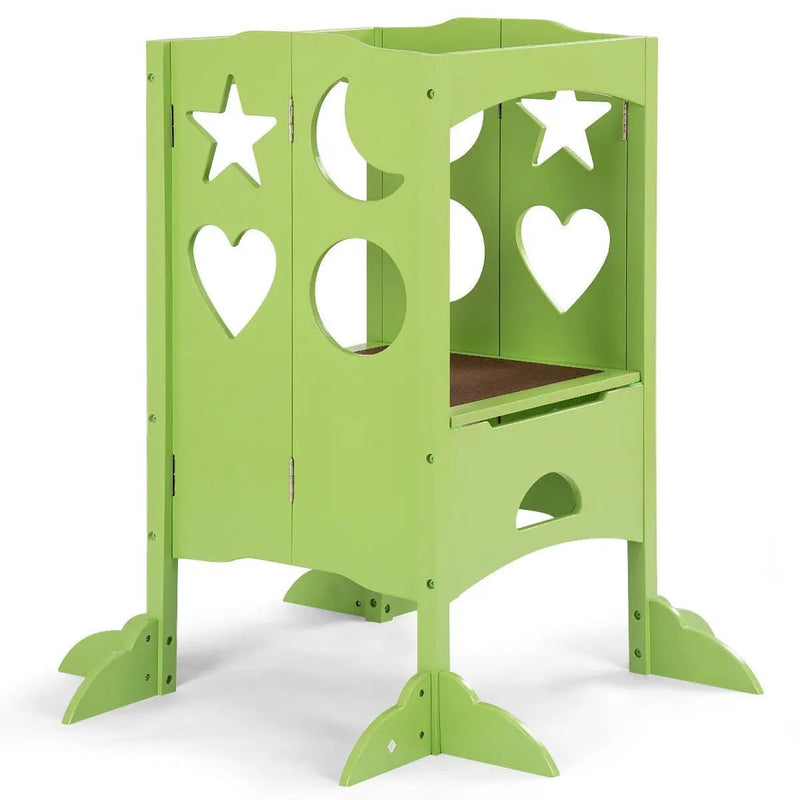 Folding Kids Kitchen Counter Step Stool-Green by DirectDeals