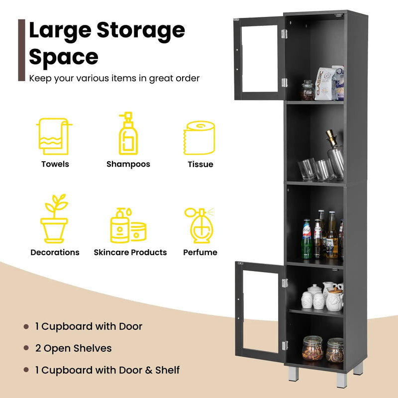 71 Inch Tall Tower Bathroom Storage Cabinet and Organizer Display Shelves for Bedroom by DirectDeals