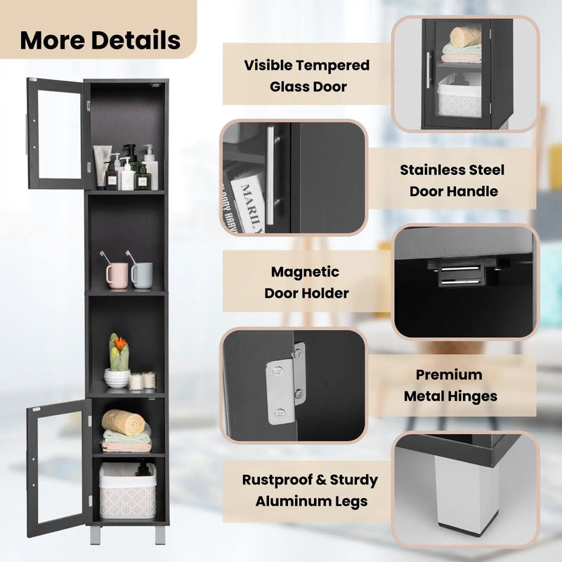 71 Inch Tall Tower Bathroom Storage Cabinet and Organizer Display Shelves for Bedroom by DirectDeals