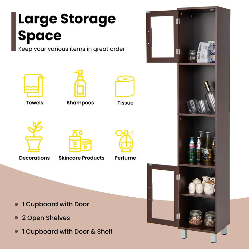 71 Inch Tall Tower Bathroom Storage Cabinet and Organizer Display Shelves for Bedroom by DirectDeals