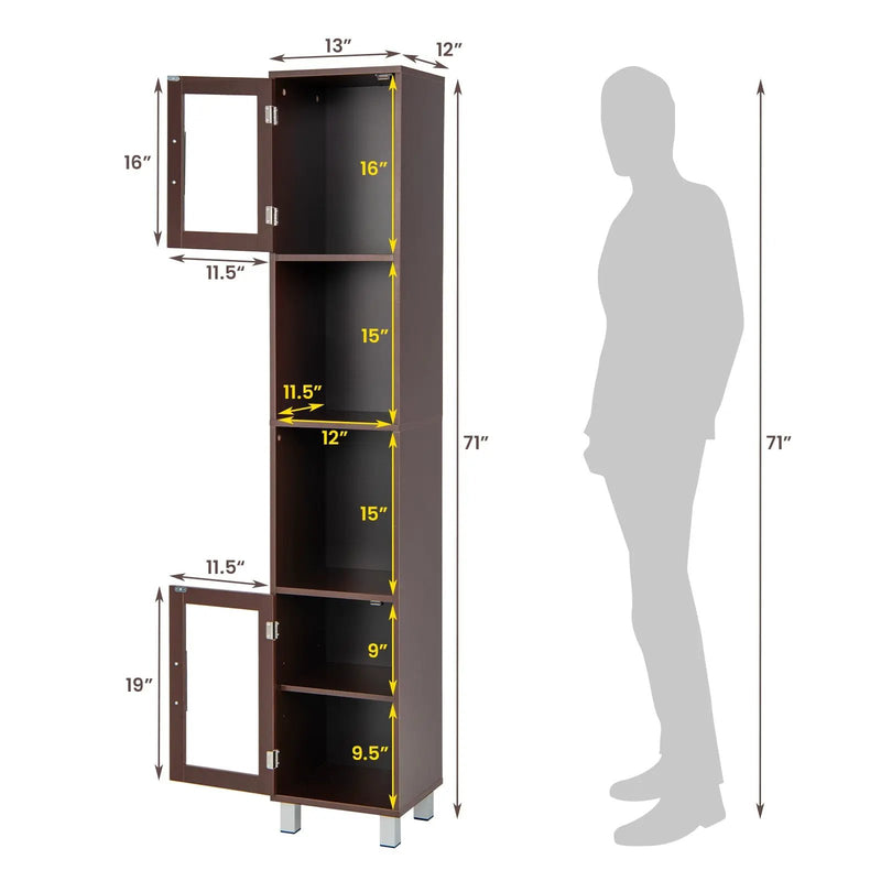 71 Inch Tall Tower Bathroom Storage Cabinet and Organizer Display Shelves for Bedroom by DirectDeals
