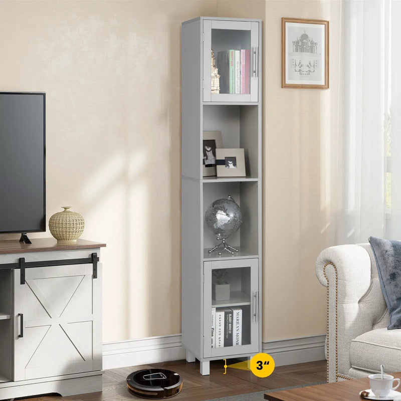 71 Inch Tall Tower Bathroom Storage Cabinet and Organizer Display Shelves for Bedroom by DirectDeals