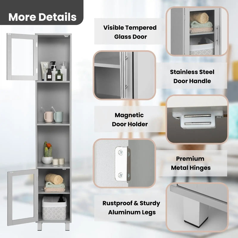 71 Inch Tall Tower Bathroom Storage Cabinet and Organizer Display Shelves for Bedroom by DirectDeals