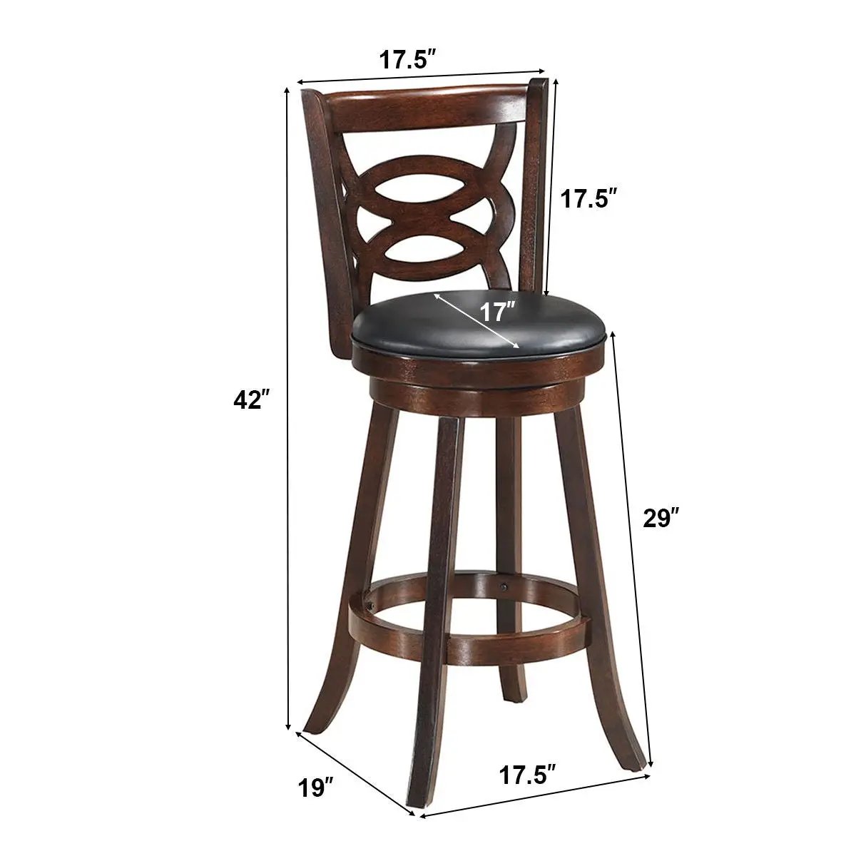Counter Height Upholstered Espresso Swivel Dining Chair with Cushion Seat by DirectDeals
