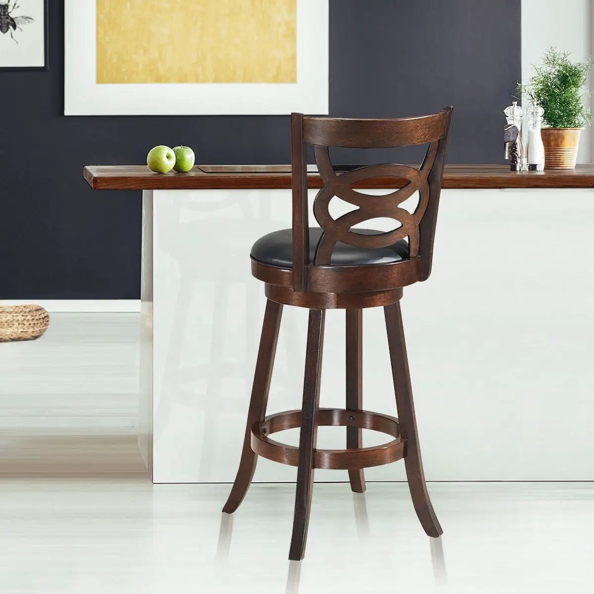 Counter Height Upholstered Espresso Swivel Dining Chair with Cushion Seat by DirectDeals