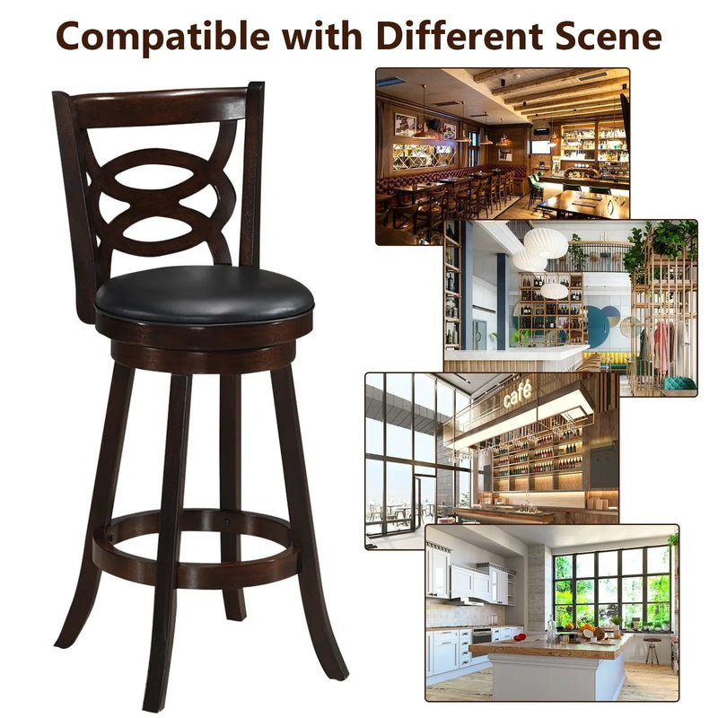 Counter Height Upholstered Espresso Swivel Dining Chair with Cushion Seat by DirectDeals