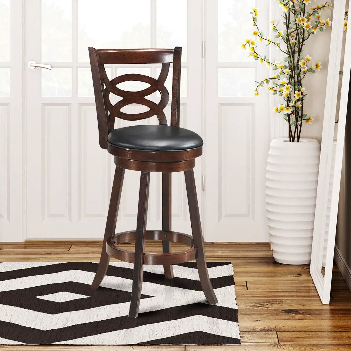 Counter Height Upholstered Espresso Swivel Dining Chair with Cushion Seat by DirectDeals