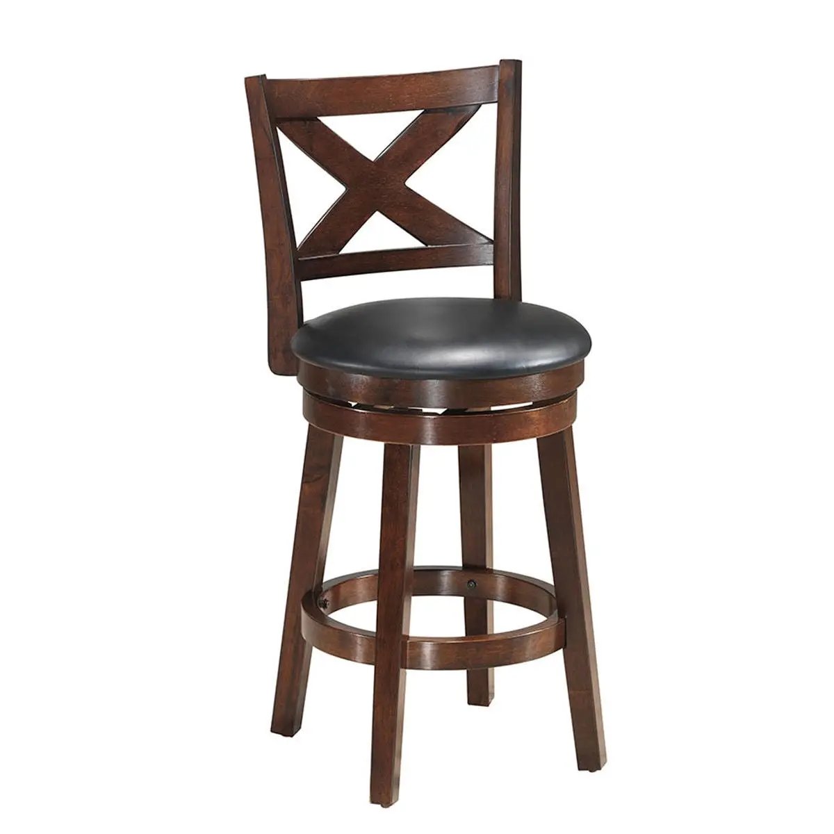 Swivel X-back Upholstered Counter Height Bar Stool with PVC Cushioned Seat by DirectDeals