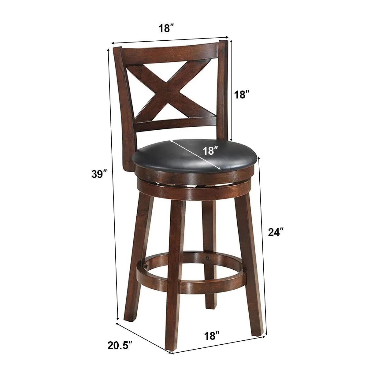 Swivel X-back Upholstered Counter Height Bar Stool with PVC Cushioned Seat by DirectDeals