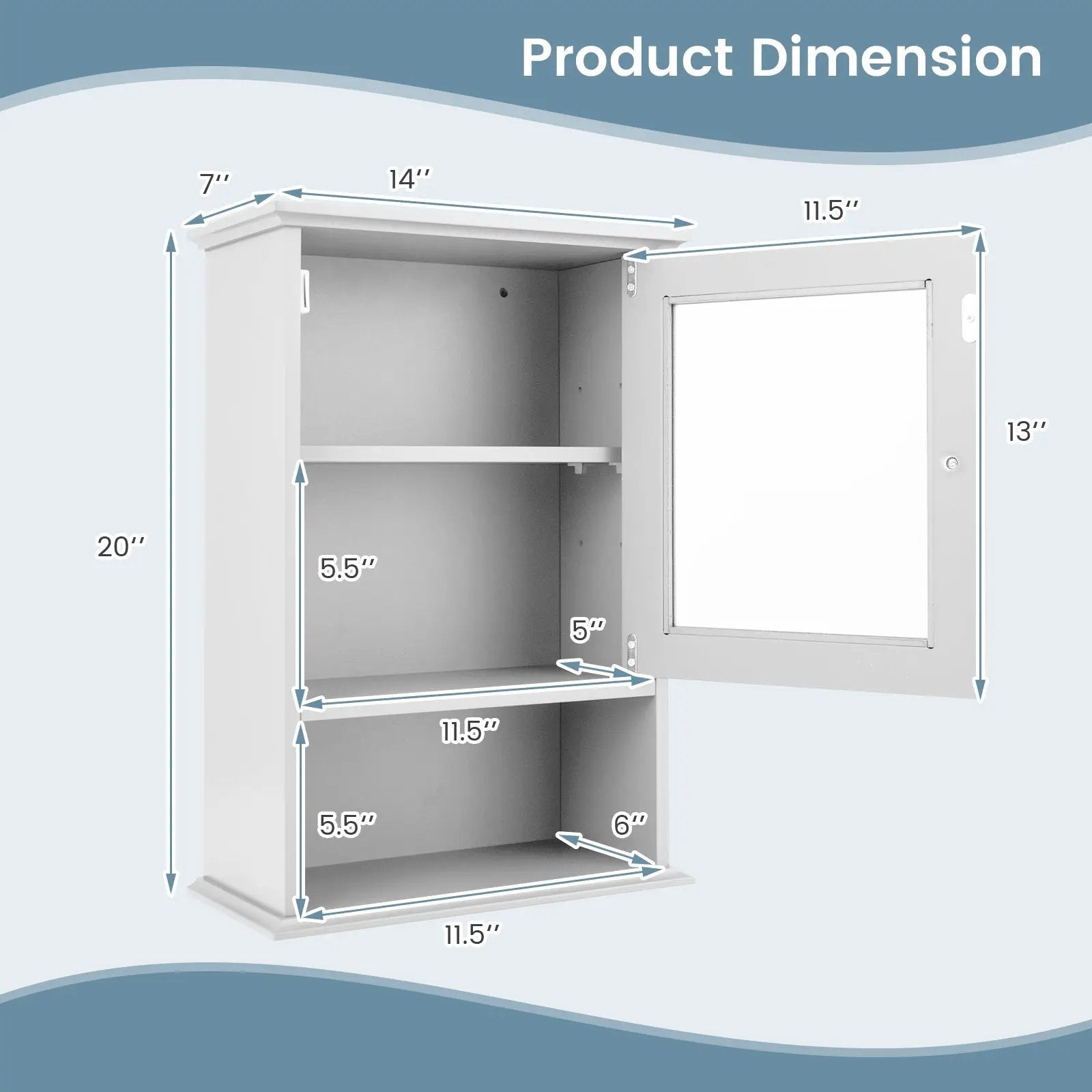 Bathroom Wall Mounted Adjustable Hanging Storage Medicine Cabinet by DirectDeals