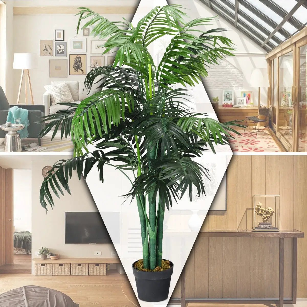3.5 Feet Artificial Areca Palm Decorative Silk Tree with Basket by DirectDeals