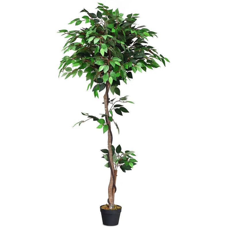 5.5 Feet Artificial Ficus Silk Tree with Wood Trunks by DirectDeals