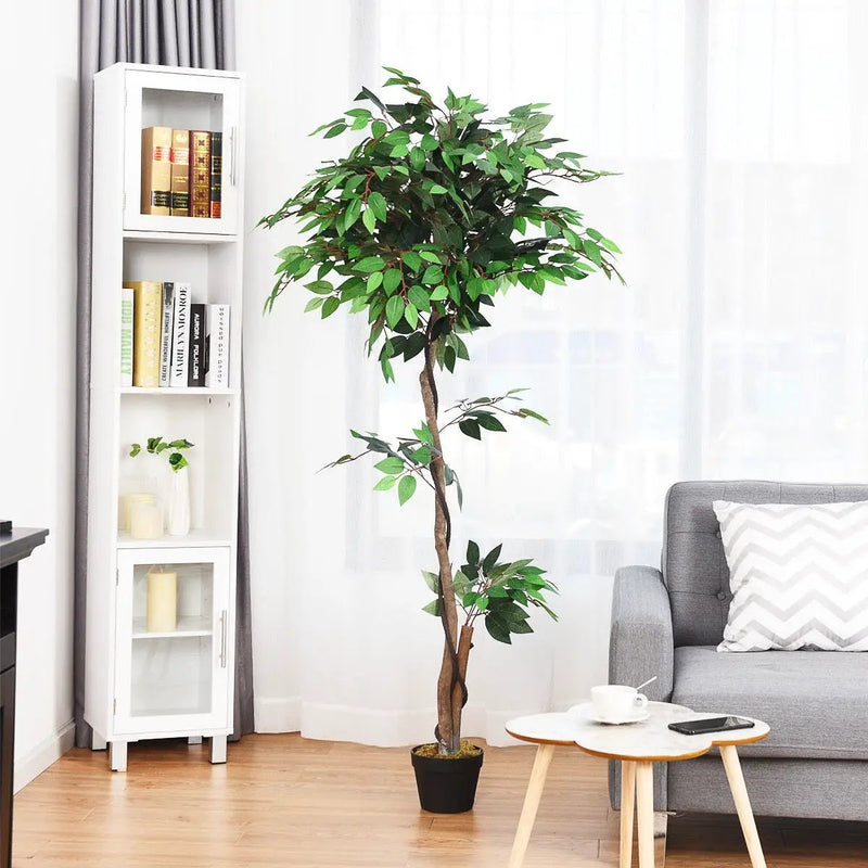 5.5 Feet Artificial Ficus Silk Tree with Wood Trunks by DirectDeals