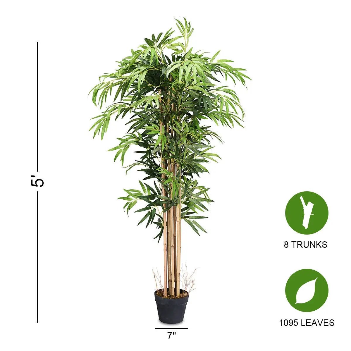 5-Feet Artificial Bamboo Silk Tree Indoor-Outdoor Decorative Planter by DirectDeals