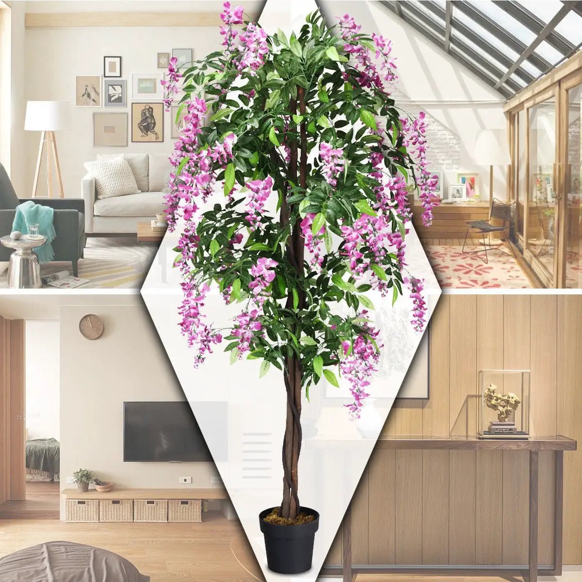 6-Feet Artificial Wisteria Silk Indoor-Outdoor Tree by DirectDeals