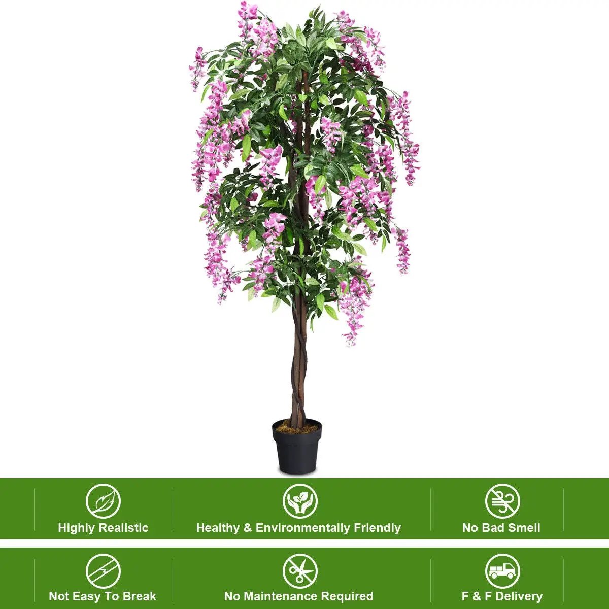 6-Feet Artificial Wisteria Silk Indoor-Outdoor Tree by DirectDeals