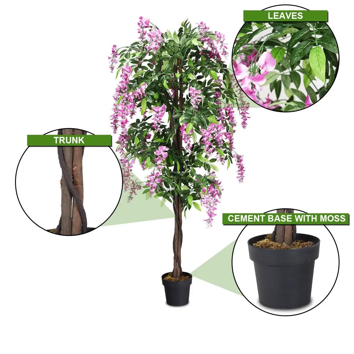 6-Feet Artificial Wisteria Silk Indoor-Outdoor Tree by DirectDeals