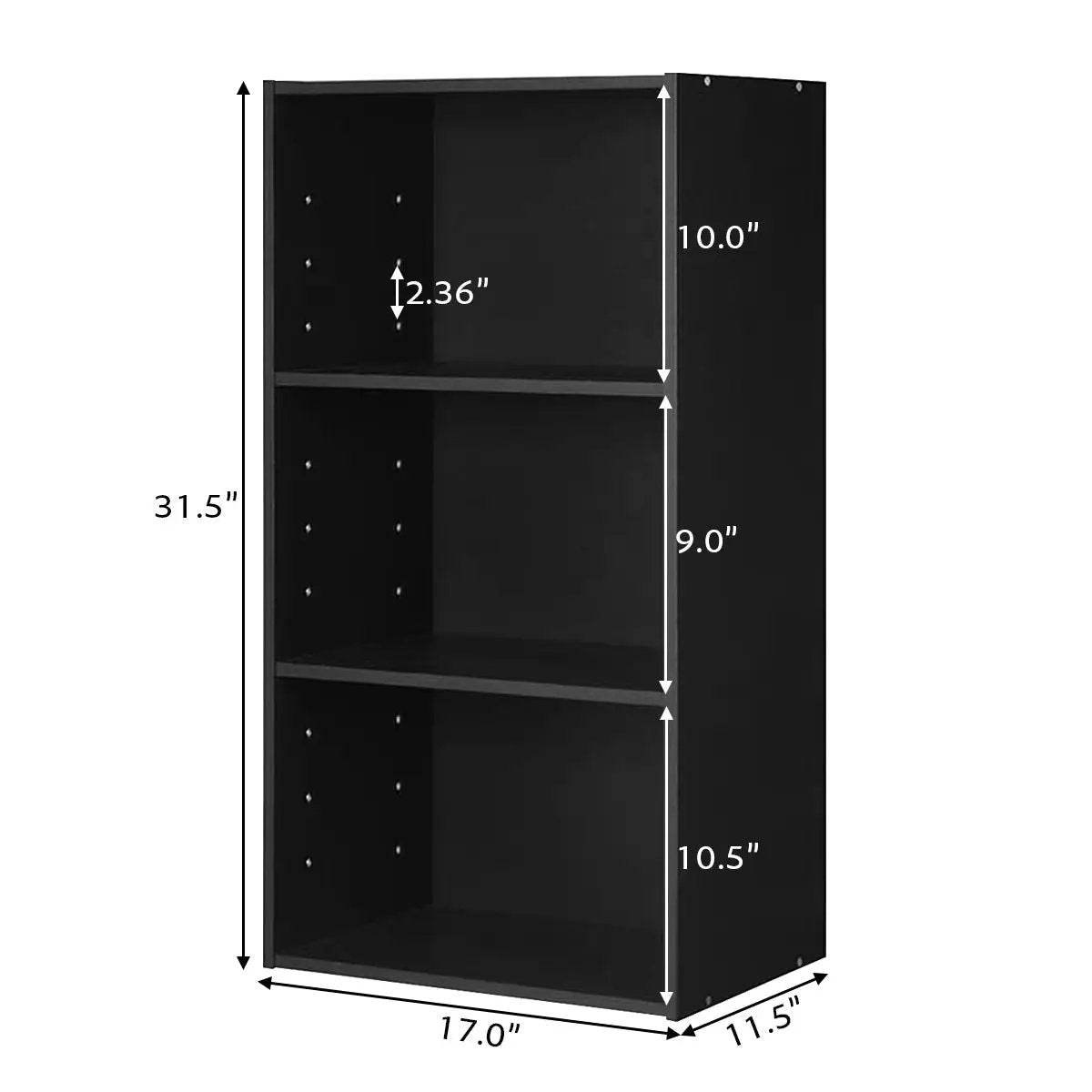 3-Tier Cube Bookcase with Adjustable Shelves for Home Office-Natural by DirectDeals