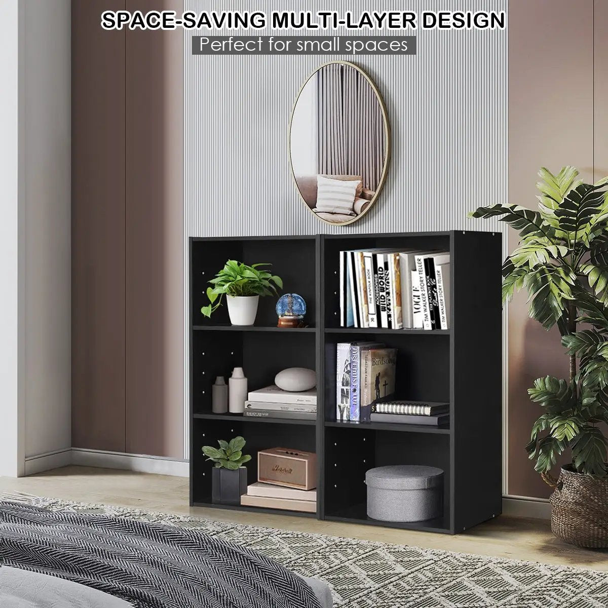 3-Tier Cube Bookcase with Adjustable Shelves for Home Office-Natural by DirectDeals