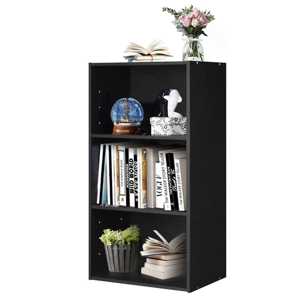 3-Tier Cube Bookcase with Adjustable Shelves for Home Office-Natural by DirectDeals