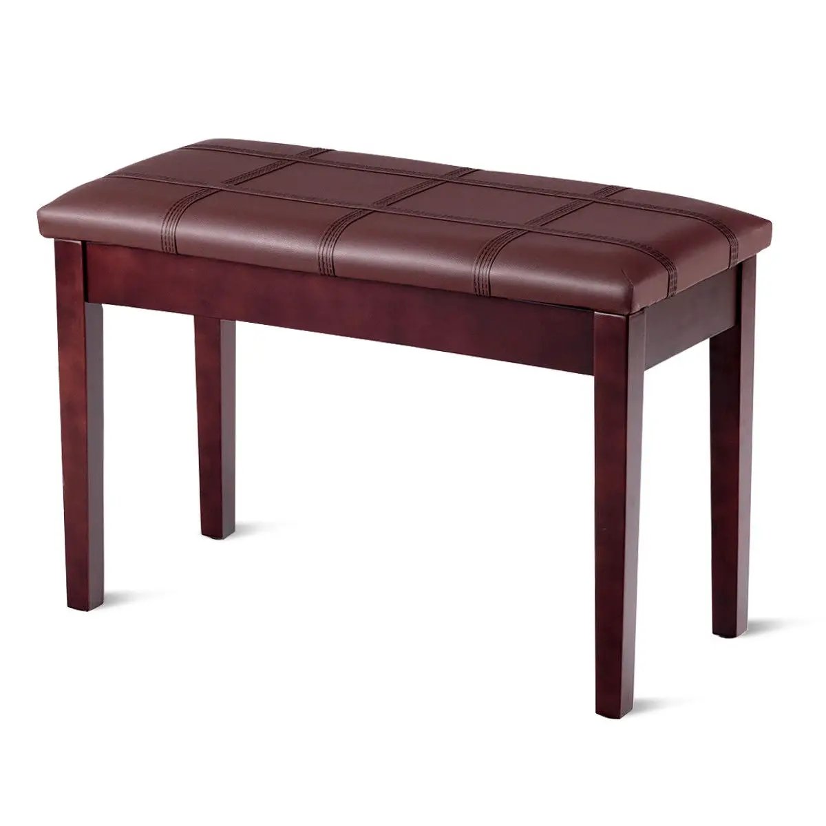 Solid Wood PU Leather Piano Double Duet Keyboard Bench by DirectDeals
