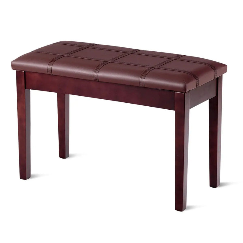 Solid Wood PU Leather Piano Double Duet Keyboard Bench by DirectDeals