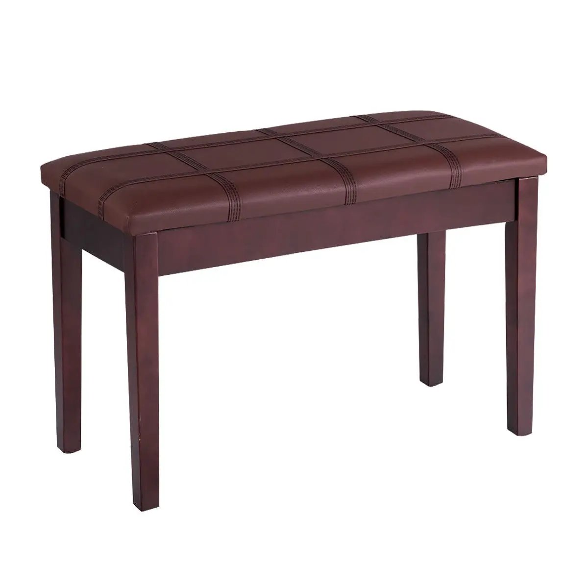 Solid Wood PU Leather Piano Double Duet Keyboard Bench by DirectDeals