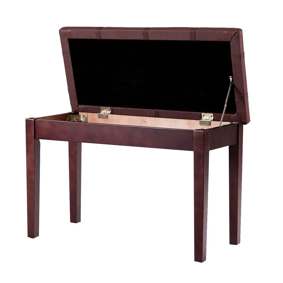 Solid Wood PU Leather Piano Double Duet Keyboard Bench by DirectDeals