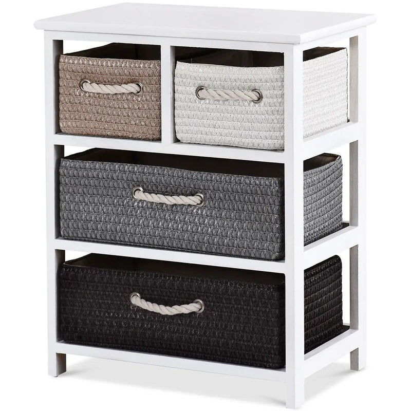 Storage Drawer Nightstand Woven Basket Cabinet Bedside Table by DirectDeals