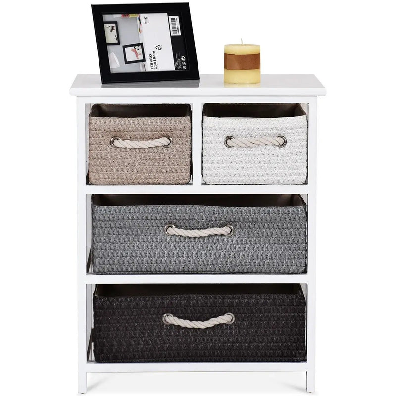 Storage Drawer Nightstand Woven Basket Cabinet Bedside Table by DirectDeals