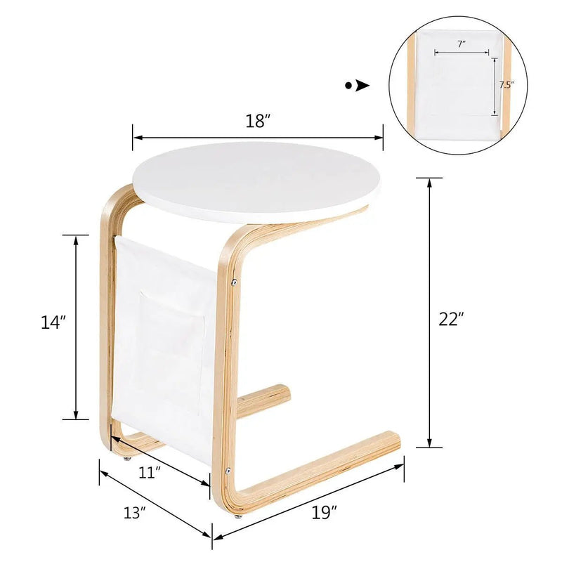 Bentwood Sofa Side Table with Square Tabletop and Storage Bag by DirectDeals