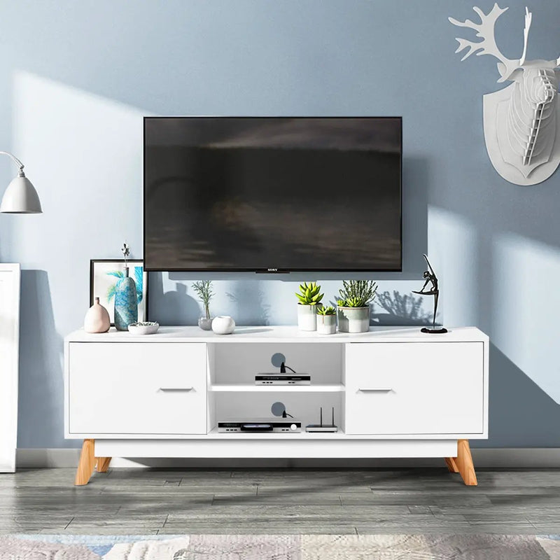 Wooden TV Stand with 2 Storage Cabinets and 2 Open Shelves for 60 Inch TV by DirectDeals