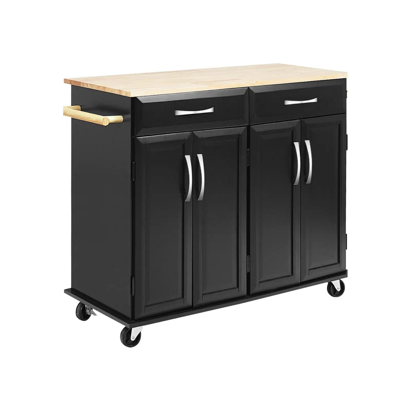 Wood Top Rolling Kitchen Trolley Island Cart Storage Cabinet by DirectDeals