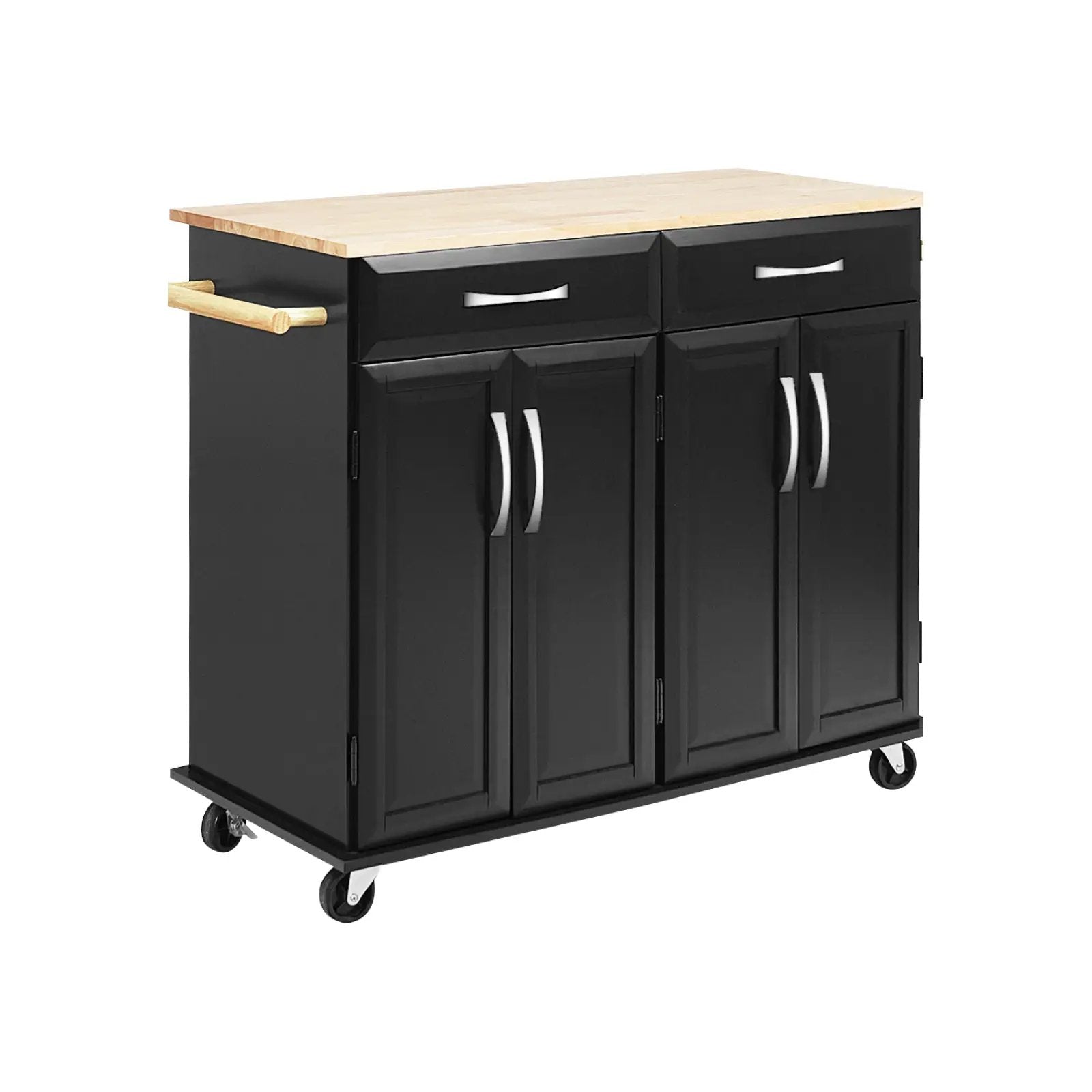 Wood Top Rolling Kitchen Trolley Island Cart Storage Cabinet by DirectDeals