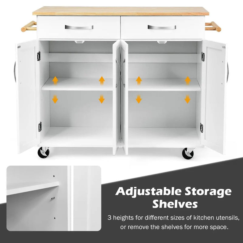 Wood Top Rolling Kitchen Trolley Island Cart Storage Cabinet by DirectDeals