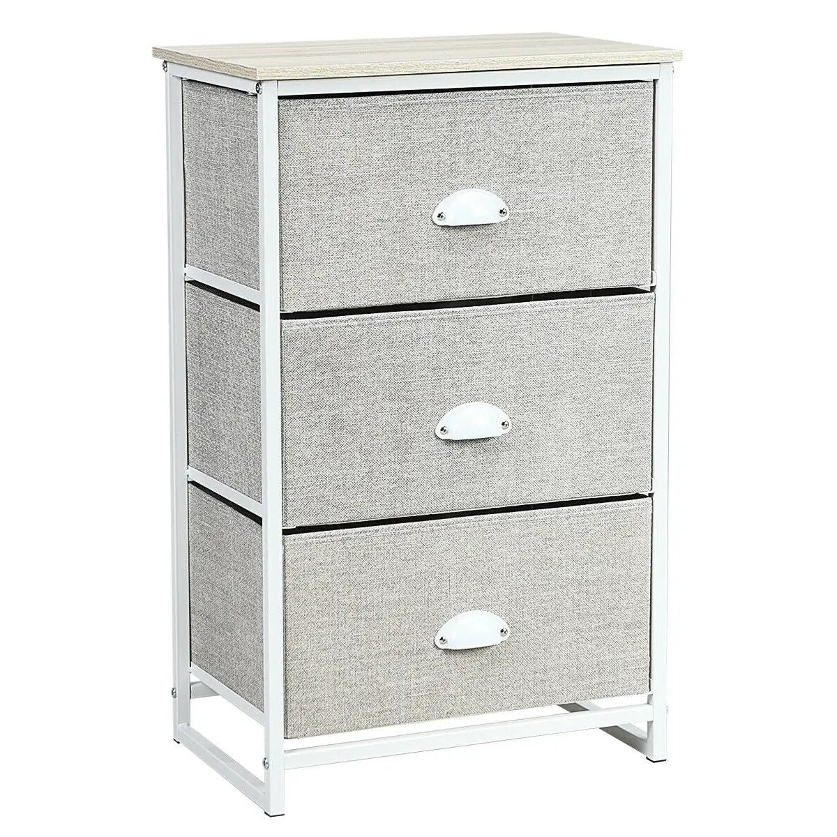 Nightstand Side Table Storage Tower Dresser Chest with 3 Drawers by DirectDeals
