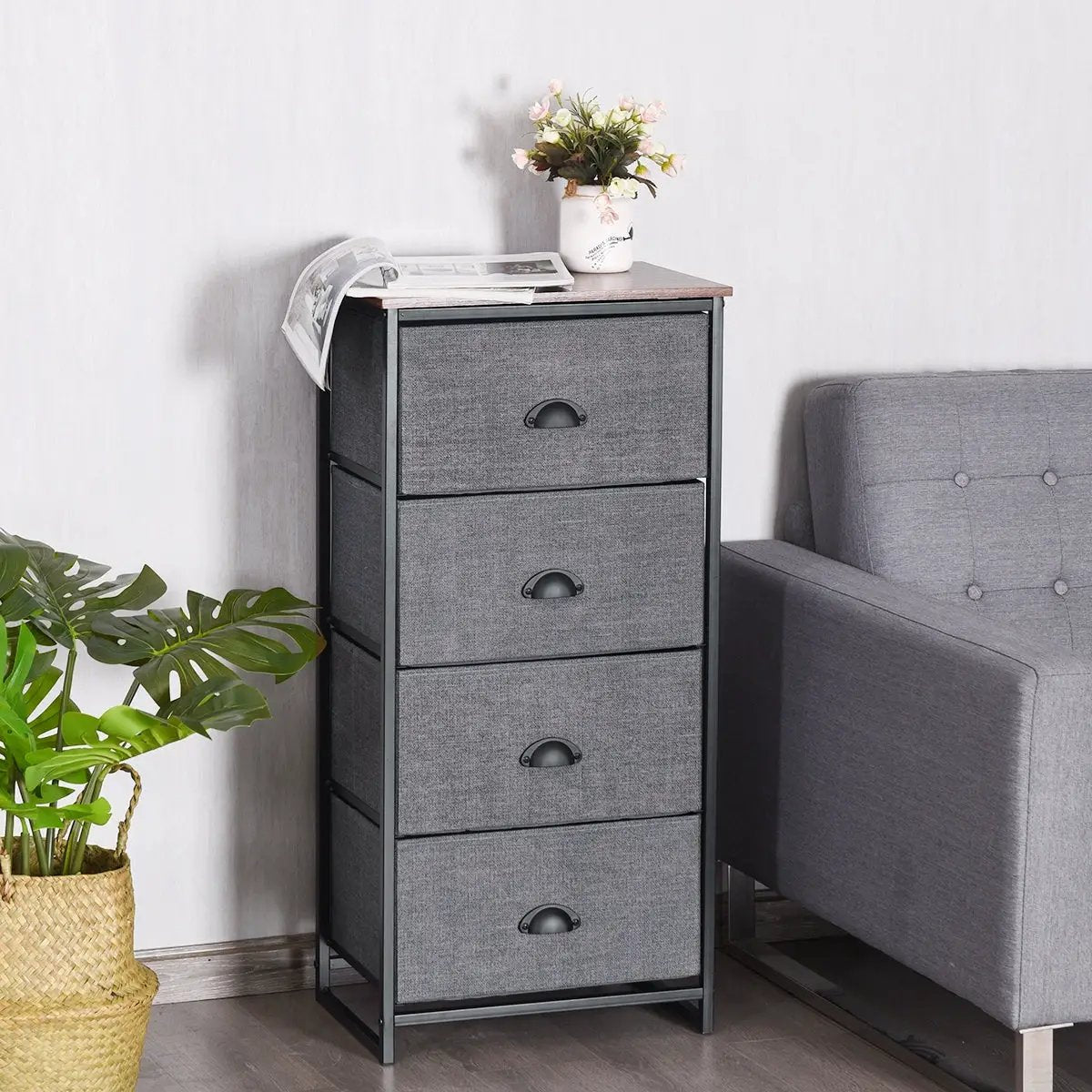 Chest Storage Tower Side Table Display Storage with 4 Drawers by DirectDeals