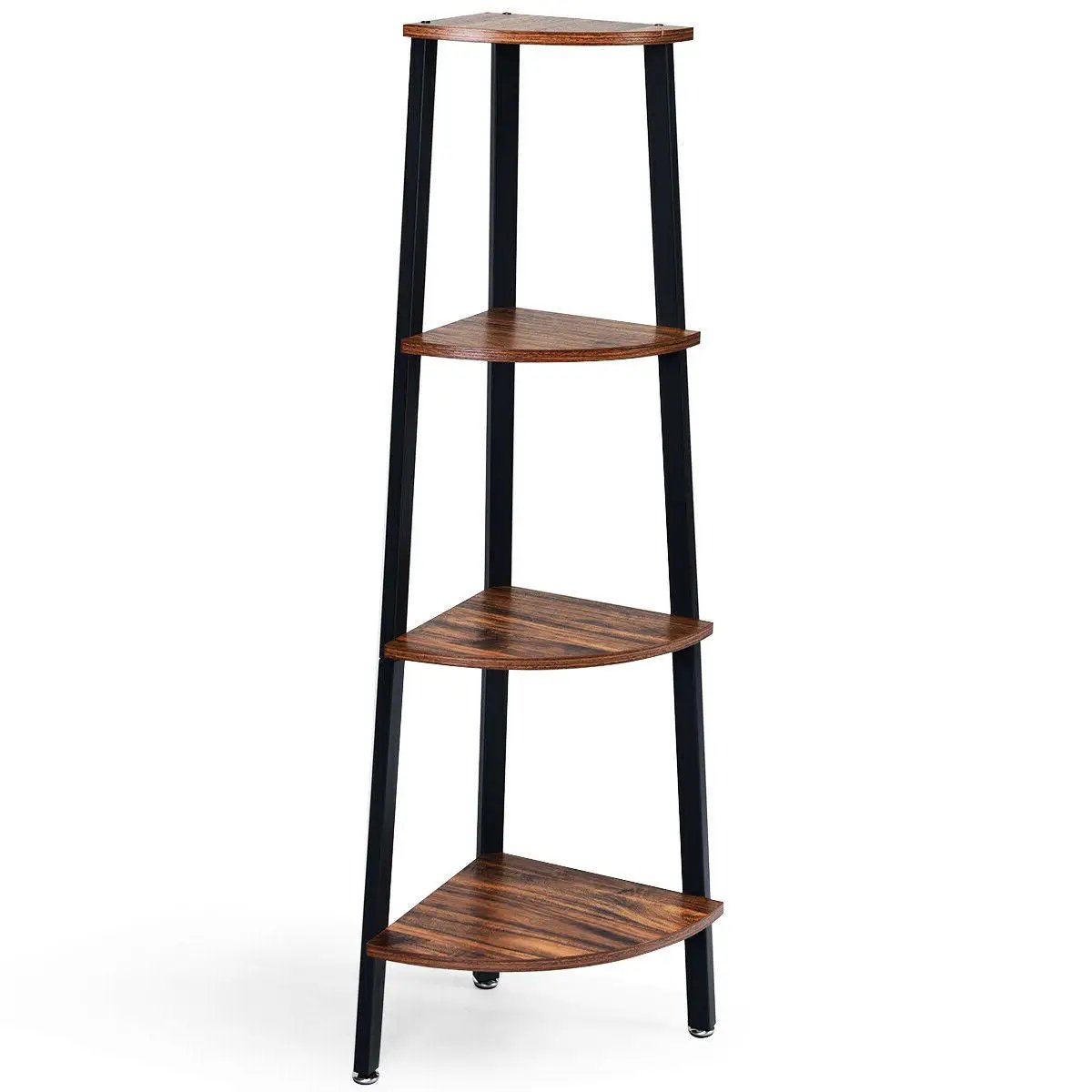 4-Tier Corner Shelf Metal Storage Rack Domestic Bookcase by DirectDeals