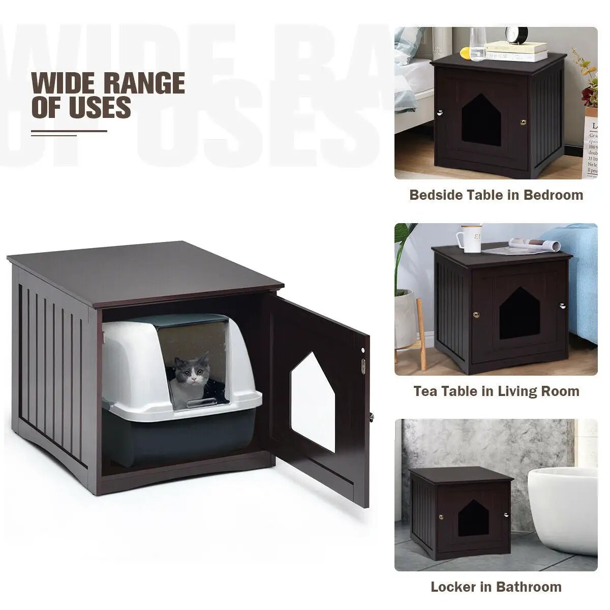 Sidetable Nightstand Weatherproof Multi-function Cat House by DirectDeals