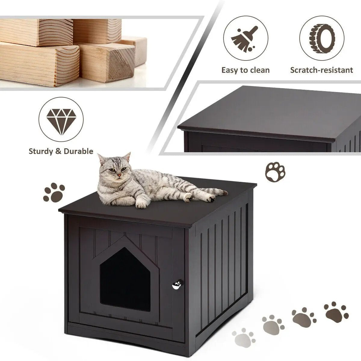 Sidetable Nightstand Weatherproof Multi-function Cat House by DirectDeals