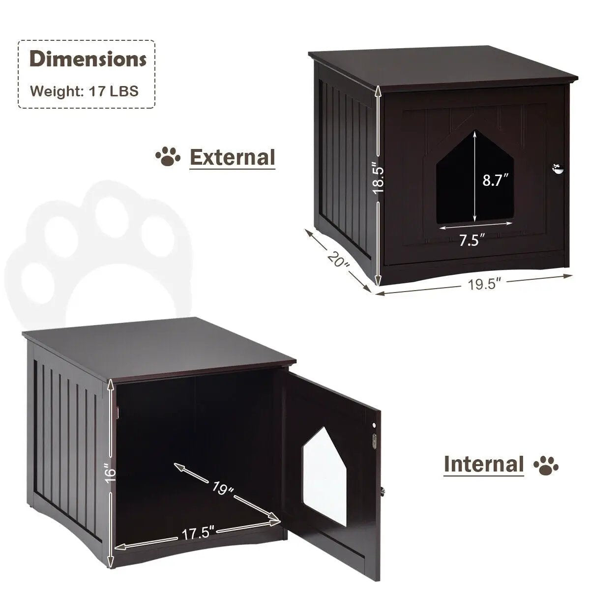 Sidetable Nightstand Weatherproof Multi-function Cat House by DirectDeals