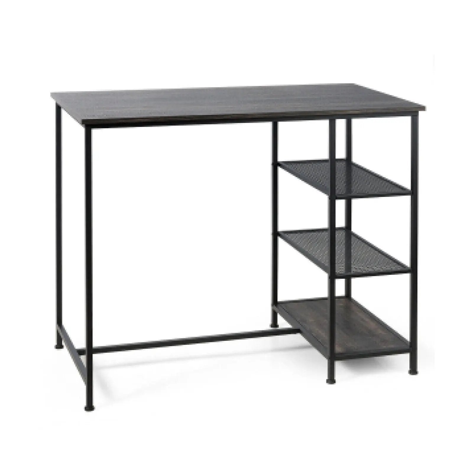 Industrial Dining Bar Pub Table with Metal Frame and Storage Shelves by DirectDeals